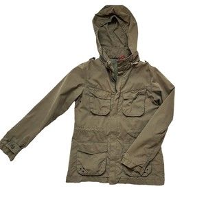 H&M Divided Jacket Womens Army Green Full Zip Hooded Size 4